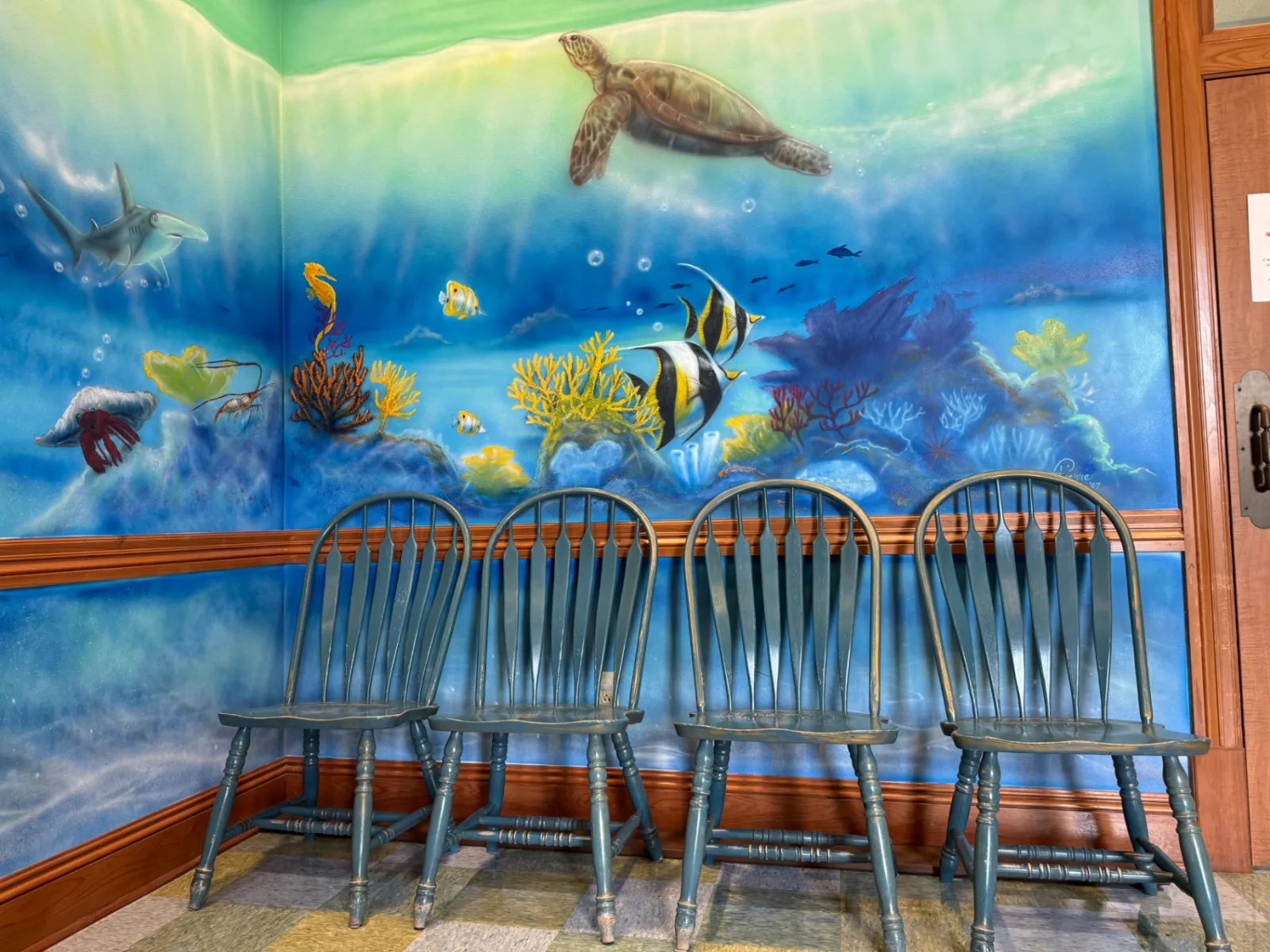 The ocean-themed waiting room at Preferred Pediatrics in Thibodaux, Louisiana